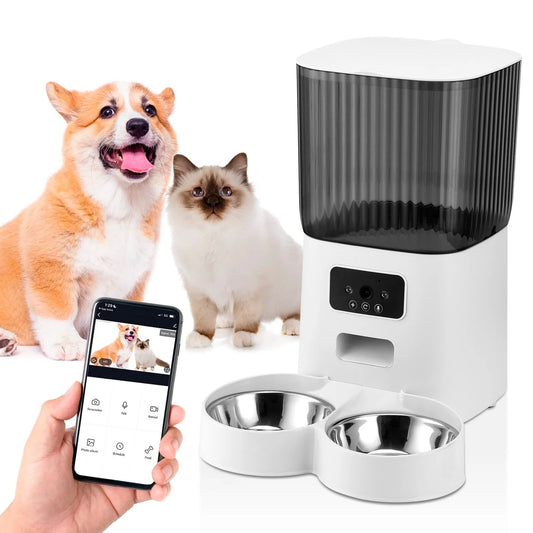 Automatic Pet Feeder with 2 Stainless Steel Bowls